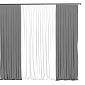 Layered Gray And White Curtains For Modern Home Interior Decoration 3d model