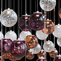 Beaded Wave Shaped And Colorful Spherical Chandeliers For Modern Interior Design