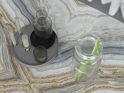 Inflatable Air Mold Display On Marble Counter With Glassware And Tray 3d model