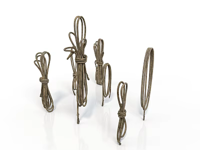 Brown Household Ropes In Various Shapes Sizes And Knot Designs For Daily Use 3d model