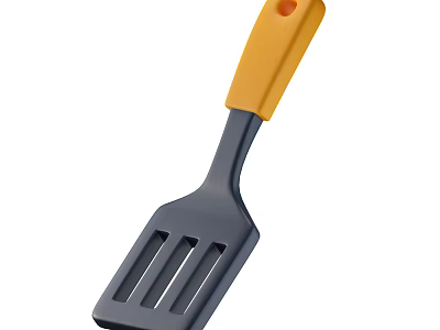Slotted Silicone Spatula with Gray Blade and Yellow Handle for Kitchen Use 3d model