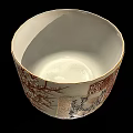 Traditional Artistic Ceramic Ware Cup With Gold Red Floral Patterns And Characters
