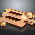 Golden Decorative Household Accessory With Gemstone Embedded Rings And Circular Design