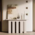 Elegant Modern Console Table Interior With White Frame And Abstract Artwork Decor 3d model
