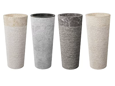 Ceramic Vases with Cylindrical Design Natural Textured Surfaces and Neutral Hues 3d model