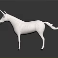 White Mythical Unicorn Creature in Fantasy Role with Single Horn Standing Stance