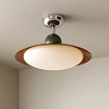 Modern Ceiling Light With White Lampshade Wooden Frame Green Connector And Silver Base 3d model