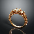 Elegant Gold Ring With Multiple Diamonds And Intricate Decorative Design 3d model