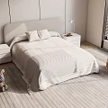 Modern Kids Bed with Soft Bedding Pillow and Nightstand on Carpet with Teddy Bear