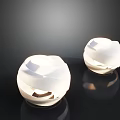 White Spherical Floor Lamps With Modern Textured Design Illuminated On Black Surface
