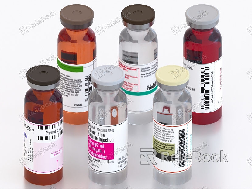 Pharmaceutical vials Vaccines Penicillin Hormone Glass vials Epinephrine model