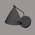 Modern Wall Lamp With Conical Shade And Curved Arm On Light Colored Wall