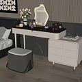 Modern Bedroom Dressing Table With Mirror Flower Bouquet Cosmetics Stool And Drawer Cabinet