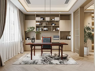 New Chinese Style Study 3d model