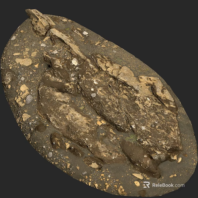 Rural Landscape With Rough Earth Textures Stones And Natural Ground Features 3d model 