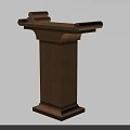 Wooden Functional Table with Carved Details and Round Objects on Top 3d model