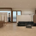 Modern Clothing Store Interior With Display Racks Apparel Herringbone Floor And Recessed Lights