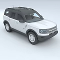 White Ford Bronco SUV Front View With Circular Headlights And Grille Design