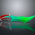 Fantasy Weapon Knife With Green Blade Red Blue Handle And Silver Accents