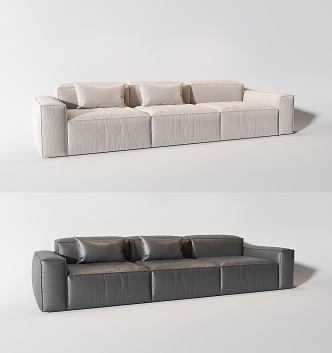 Three-seat sofa Tofu block sofa Cream style sofa Minimalist sofa Bread sofa 3d model