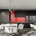 Modern Shared Office Space With White Desks Chairs 3d model