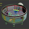 Futuristic Circular Tech Pod Featuring Modern Computer Workstation With Screens And Controls 3d model