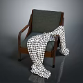 Dark Green Wooden Armchair With Black And White Houndstooth Blanket On Armrests