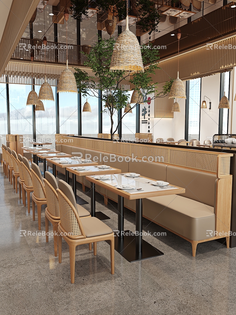 Modern restaurant theme restaurant net red 3d model