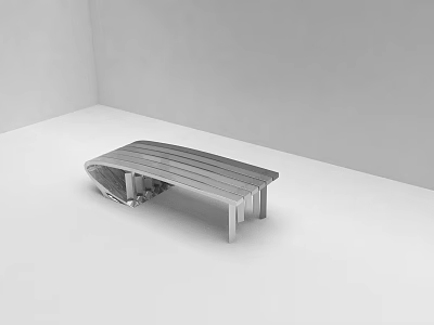 Modern Minimalist Stool With Curved Seat And Metal Legs In Interior Space 3d model