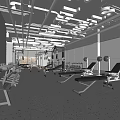 Modern Gym Interior With Various Fitness Equipment Dumbbells And Workout Benches
