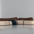 Modern Beige Modular Sectional Sofa With Brown Cushions And Dark Blue Blanket