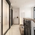Modern Elevator Lobby Featuring White Walls Marble Accents Bench Magazines And Natural Light