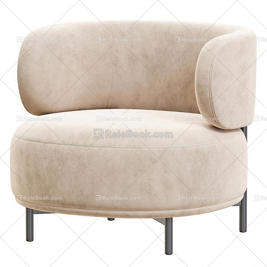 AKIKO Simple Fabric Armchair Leisure Chair 3d model