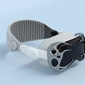 White And Gray VR Headset With Adjustable Head Strap And Black Lenses 3d model