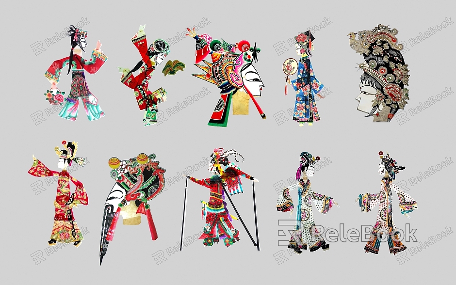 Shadow Play Chinese National Style Traditional Chinese Quintessence Retro Shadow Play Costume Characters model