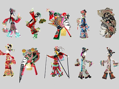 Shadow Play Chinese National Style Traditional Chinese Quintessence Retro Shadow Play Costume Characters model