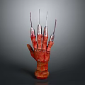 Horror Movie Character Clawed Glove With Bloody Red Surface And Metal Blades
