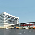 Bridge Near Sichuan Tianfu International Hospital With Modern Architecture Parking Lot And Vehicles