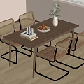 Middle style dining table and chair 3d model