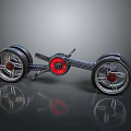 Modern Four Wheel Motorcycle Design With Red Accents And Shiny Black Frame