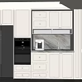 Modern Kitchen Interior With White Sideboard Cabinets Drawers And Marble Countertop 3d model
