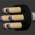 Black Revolver Cylinder Loaded With Golden Bullets On Dark Background