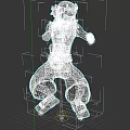 Game Movie Character 3D Model Bald White Beard Muscular Green Pants Patches Waist Ring Dynamic Stance