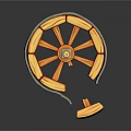 Vintage Wooden Tire With Orange Spokes Green Rim And Detached Part