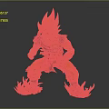 Game Movie Character With Golden Spiky Hair Orange Pants Blue Top Battle Stance Energy Aura
