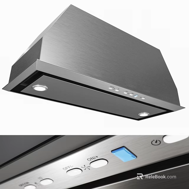 Modern Stainless Steel Range Hood With LED Lights And Control Panel 3d model 