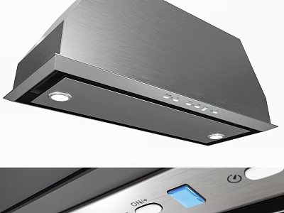 Modern Stainless Steel Range Hood With LED Lights And Control Panel 3d model