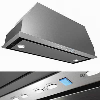 Modern Stainless Steel Range Hood With LED Lights And Control Panel 3d model