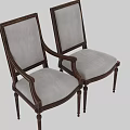 Classic Single Chair With Wooden Frame Carved Legs And Light Gray Upholstered Seat