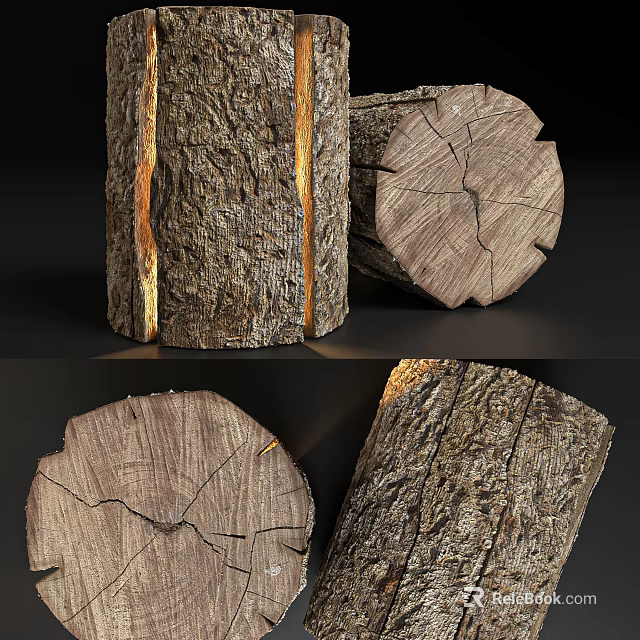 Natural Tree Stump Stool With Rustic Wooden Texture And Growth Rings Design 3d model 